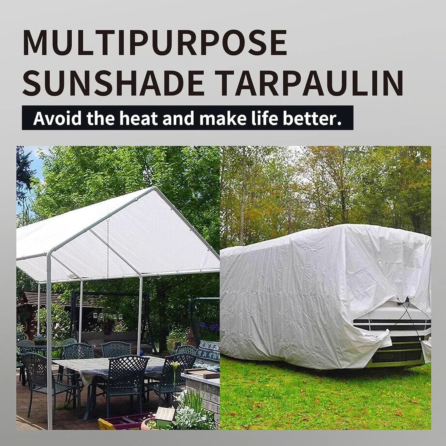 TARPAL 6'x 10' White Tarp Waterproof 7.5 mil(2-Pack) Medium Duty All Purpose Poly Tarps Cover Waterproof,Snow Proof UV Protection,Rip and Tear Proof,Poly Tarpaulin