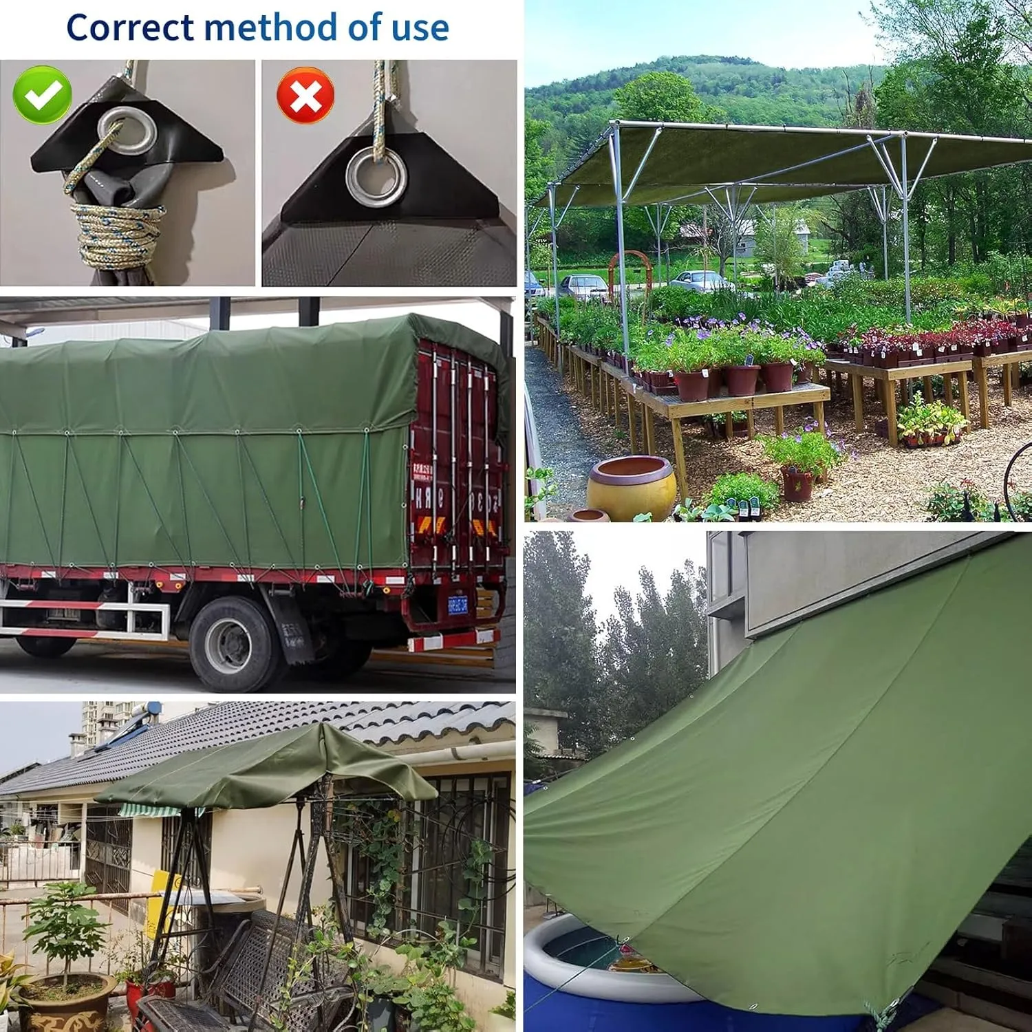 Tarpaulin Cover with PVC Coating - 0.75mm Thick Drsyffsup - 600g/m² Waterproof Durable Canvas Tarp Multipurpose, Groundsheet, Camping, Boating, Hiking Heavy Duty Sheet Customizable(1.2x3.6m)