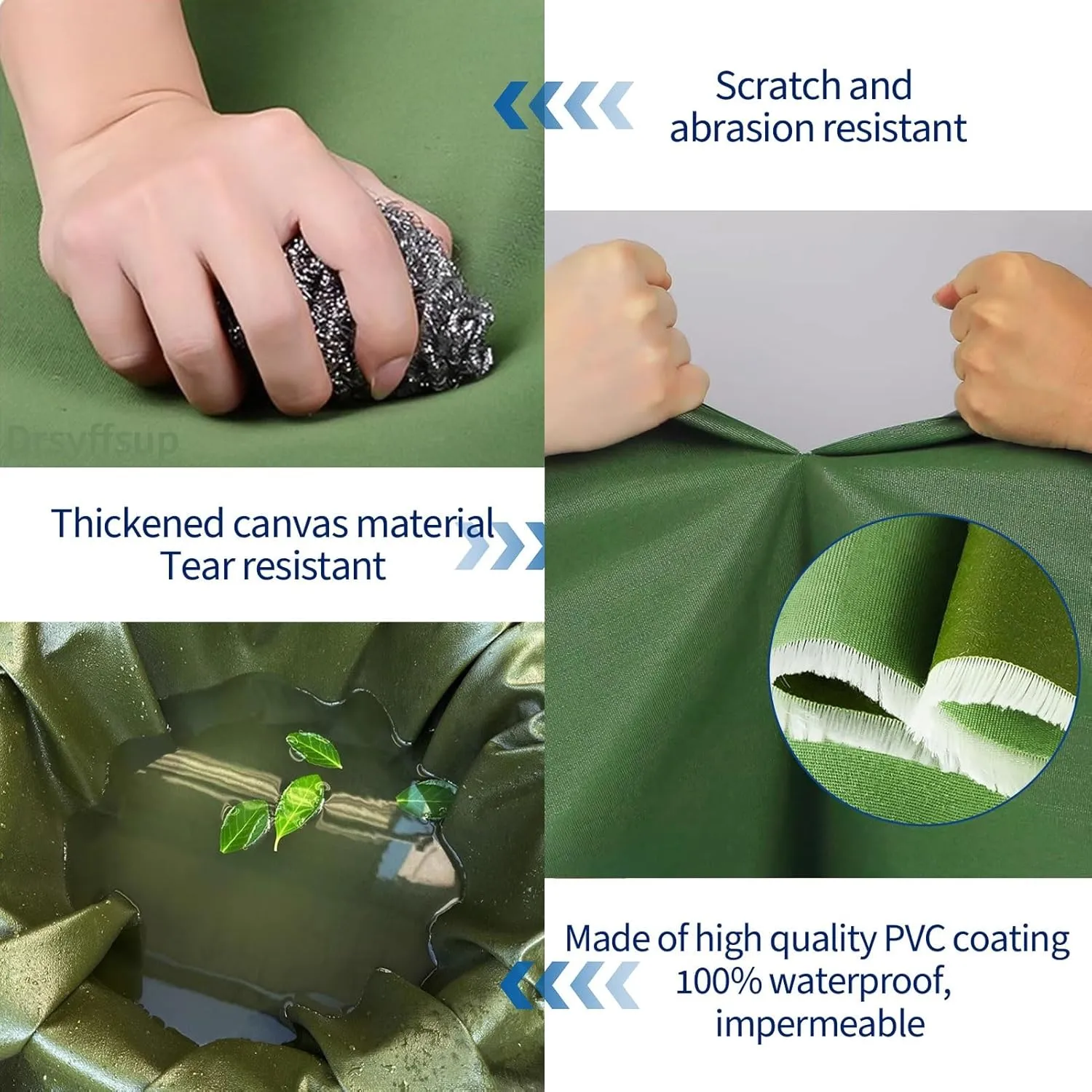 Tarpaulin Cover with PVC Coating - 0.75mm Thick Drsyffsup - 600g/m² Waterproof Durable Canvas Tarp Multipurpose, Groundsheet, Camping, Boating, Hiking Heavy Duty Sheet Customizable(1.2x3.6m)