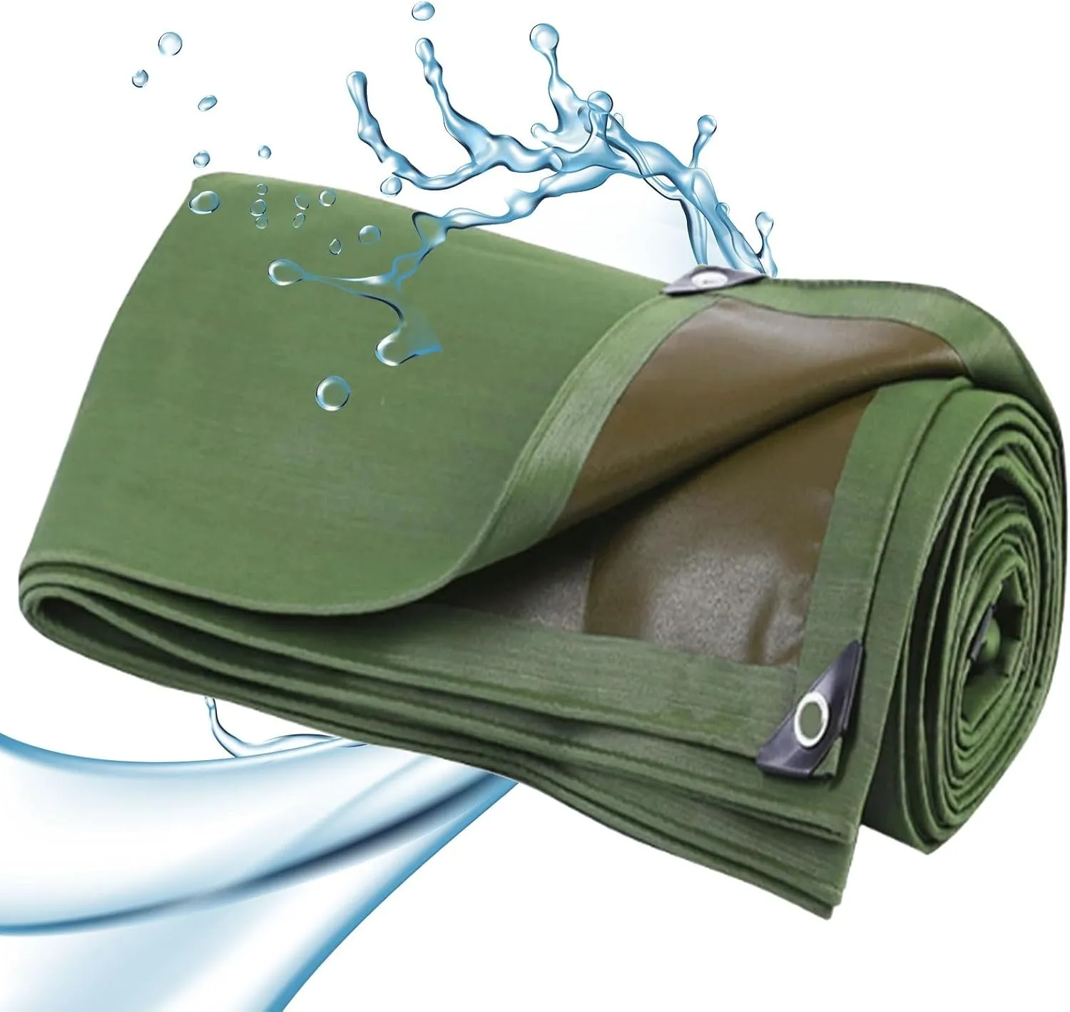 Tarpaulin Cover with PVC Coating - 0.75mm Thick Drsyffsup - 600g/m² Waterproof Durable Canvas Tarp Multipurpose, Groundsheet, Camping, Boating, Hiking Heavy Duty Sheet Customizable(1.2x3.6m)