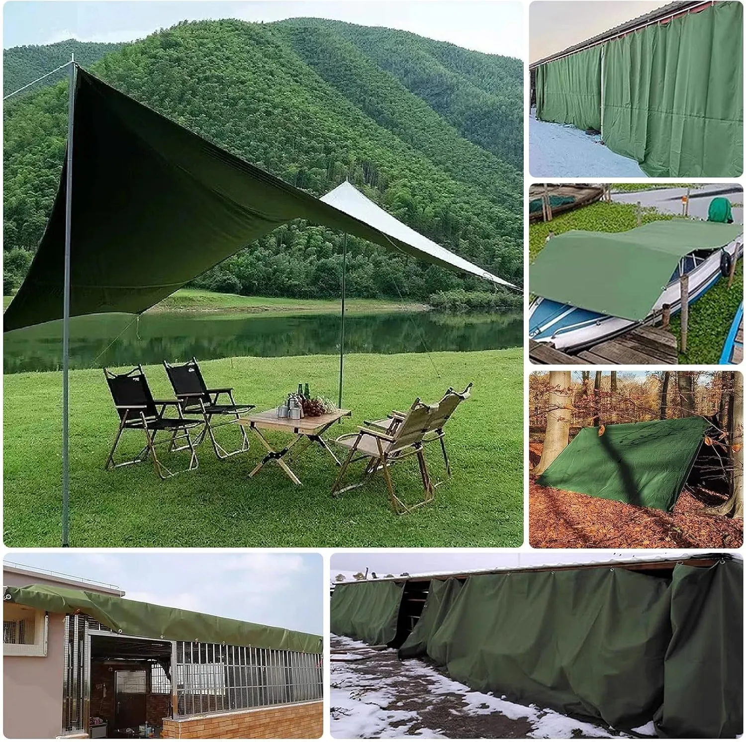 Tarpaulin Cover with PVC Coating - 0.75mm Thick Drsyffsup - 600g/m² Waterproof Durable Canvas Tarp Multipurpose, Groundsheet, Camping, Boating, Hiking Heavy Duty Sheet Customizable(1.2x3.6m)