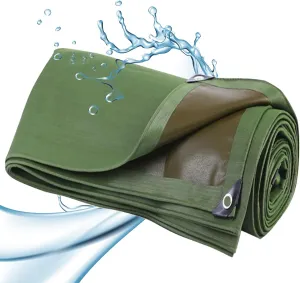 Tarpaulin Cover with PVC Coating - 0.75mm Thick Drsyffsup - 600g/m² Waterproof Durable Canvas Tarp Multipurpose, Groundsheet, Camping, Boating, Hiking Heavy Duty Sheet Customizable(1.2x3.6m)
