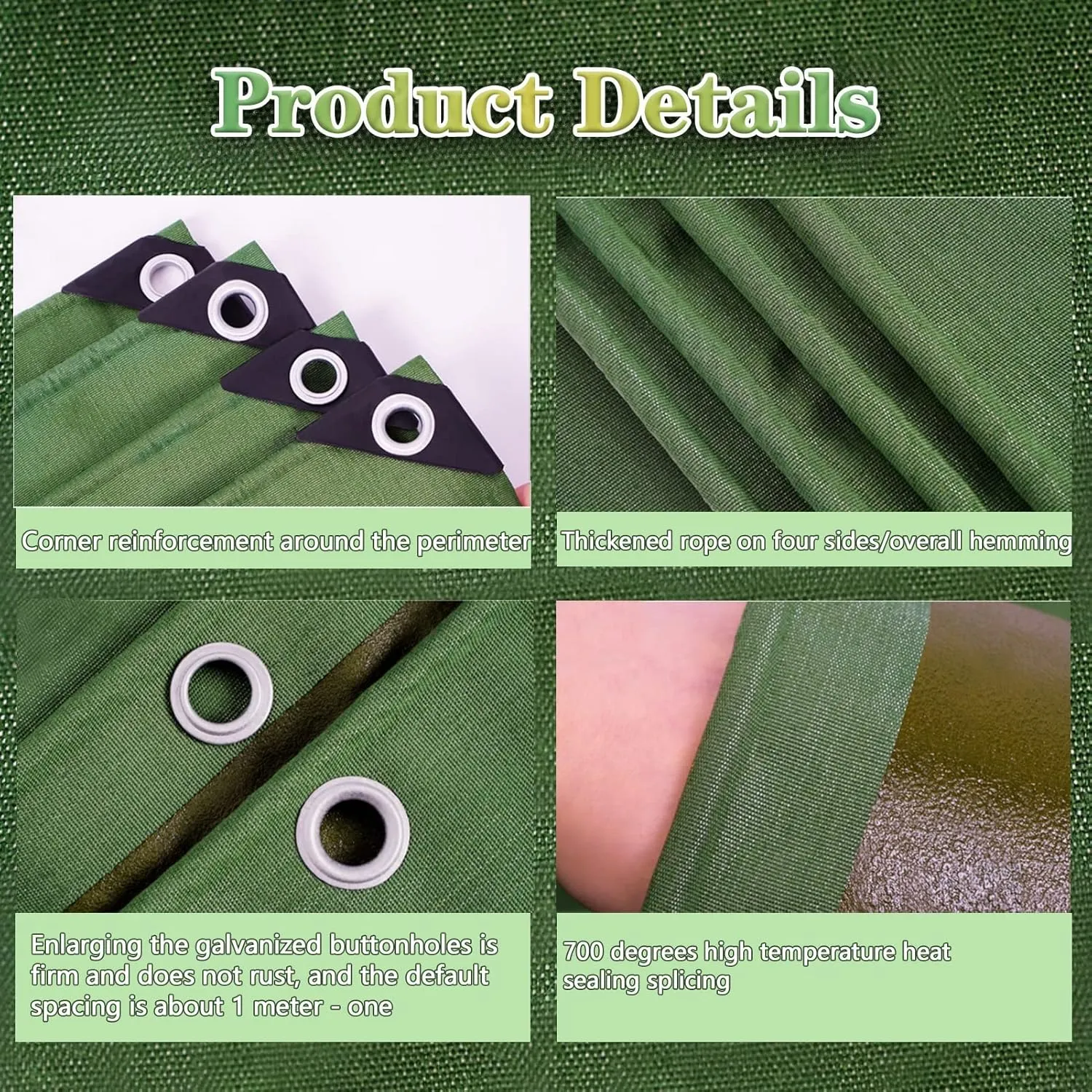 Tarpaulin Waterproof Heavy Duty Sheet Multipurpose Tarp Tent - Cover Made of 0.75mm Thick Tarpaulin, Fishing Camping Groundsheet Rainproof Canopy Tent (Size : 1x1m)