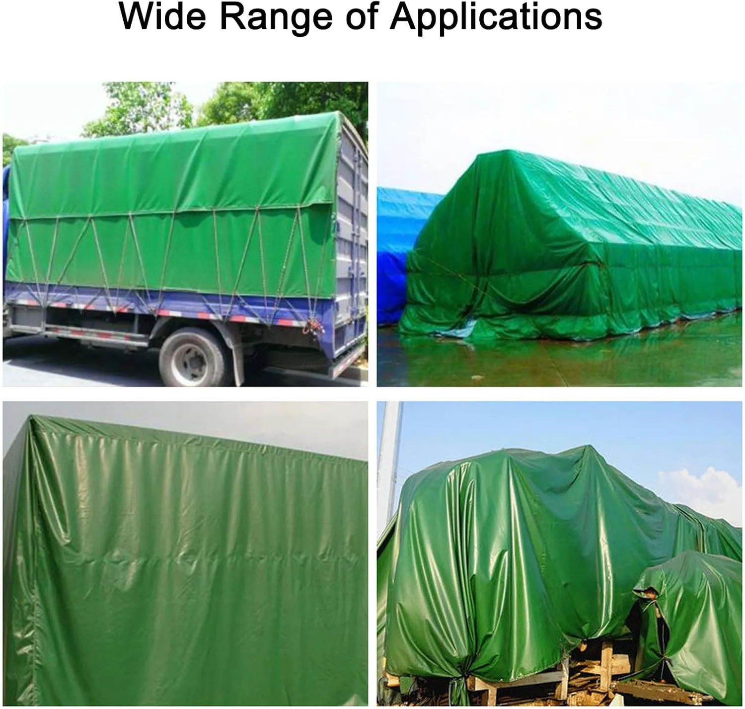 Tarpaulin Waterproof Heavy Duty, Waterproof PVC Heavy Duty Tarpaulin 500g/m² Reinforced Edges Metal Grommets UV Resistant Green Multiple Sizes(12x15m)