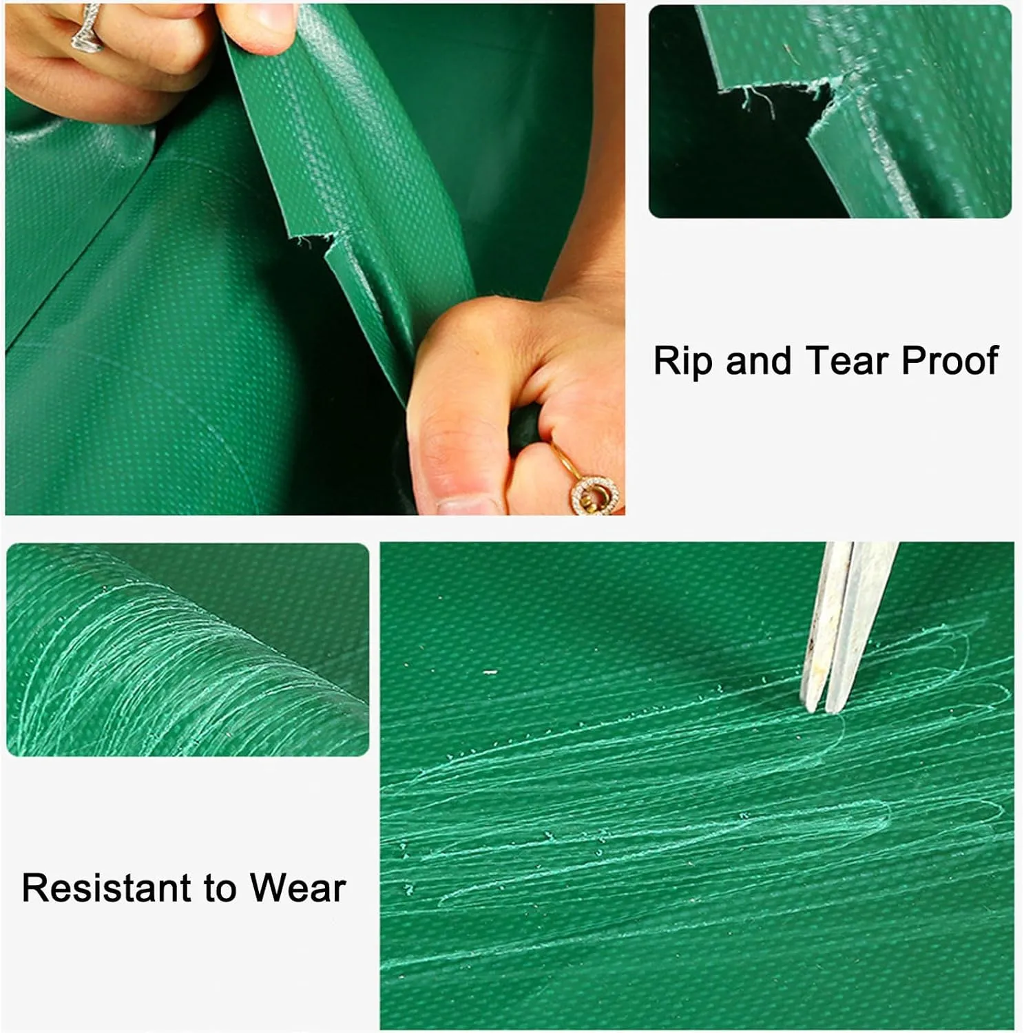 Tarpaulin Waterproof Heavy Duty, Waterproof PVC Heavy Duty Tarpaulin 500g/m² Reinforced Edges Metal Grommets UV Resistant Green Multiple Sizes(12x15m)