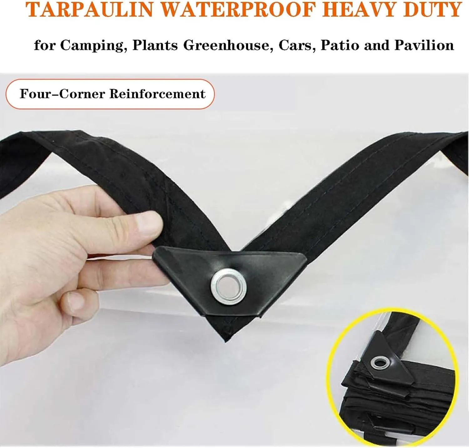 Tarps Heavy Duty Waterproof 6.6x13.1ft, Tarpaulin Clear, 5mil Thick Waterproof, UV Resistant, Rip and Tear Proof with Grommets and Reinforced Edges, for Boat Patio Garden Plants