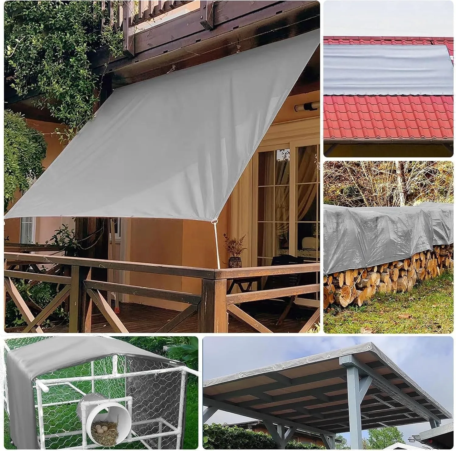 Tarps Heavy Duty Waterproof, Tarp Outdoor PVC Tarp Cover Thick UV-Protective Tarp with Grommet - for Firewood Outdoor Furniture etc, 2 * 3/6 * 9ft