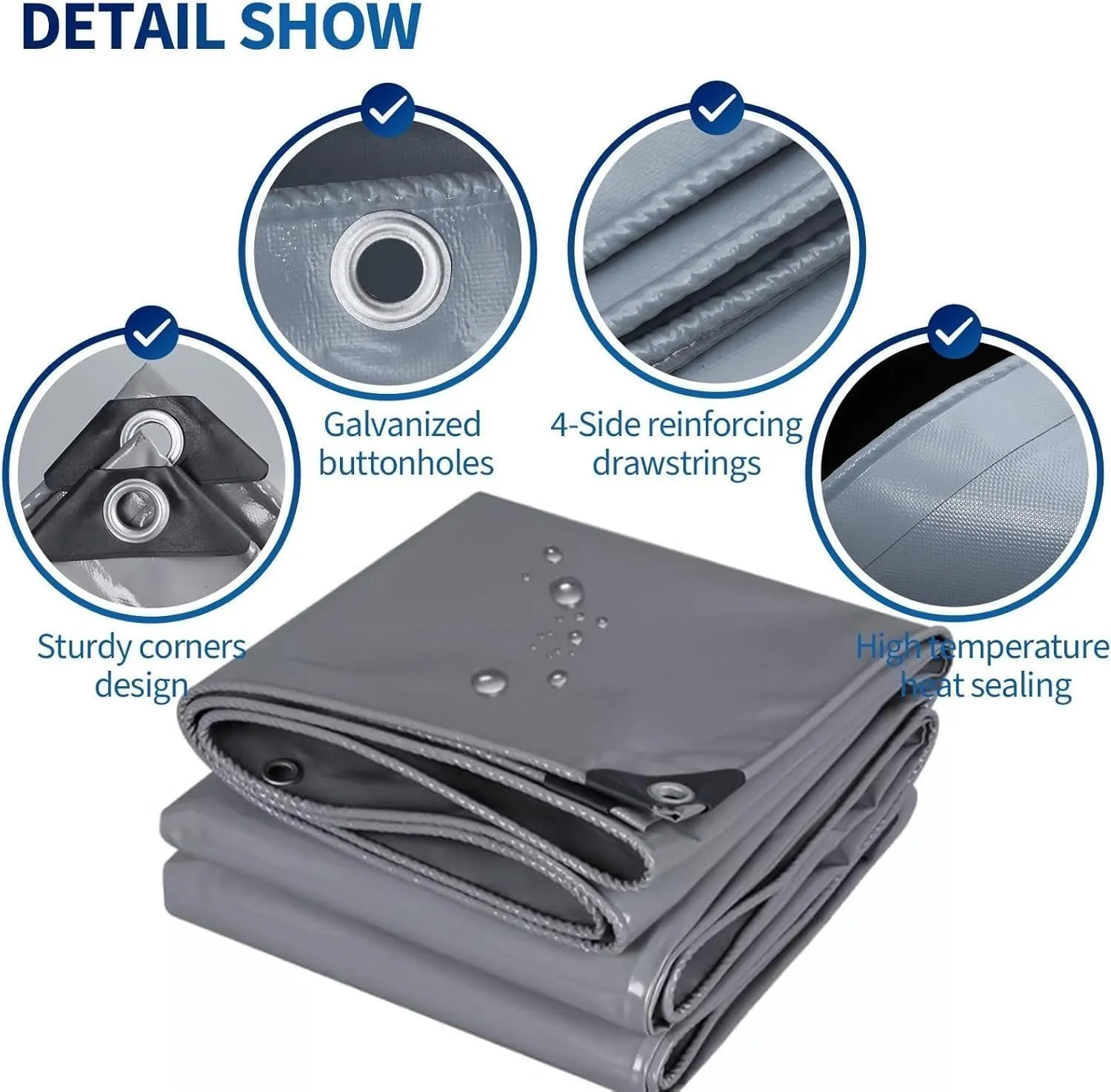 Tarps Heavy Duty Waterproof, Tarp Outdoor PVC Tarp Cover Thick UV-Protective Tarp with Grommet - for Firewood Outdoor Furniture etc, 2 * 3/6 * 9ft