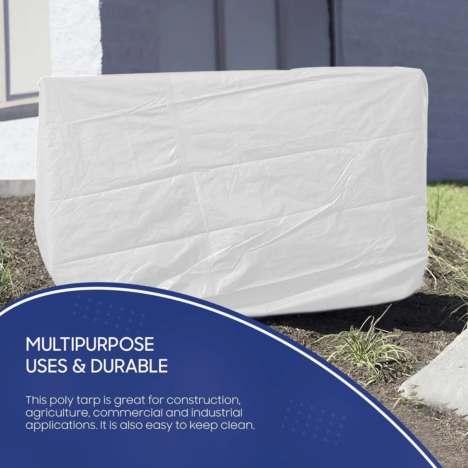 Tarps Now 10x14 Feet Poly Tarp |12 MIL Heavy Duty Waterproof Cover |Rip and Tear Proof Plastic Tarp with Rustproof Aluminum Grommets & Reinforced Edges |Ideal for Roof Repairs, Landscaping-White