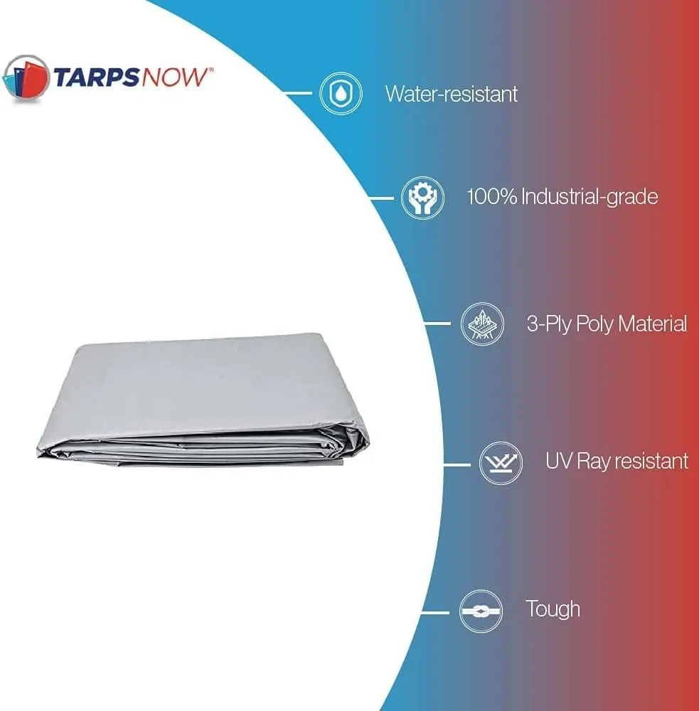 Tarps Now 20x20 Feet Poly Tarp |12 MIL Heavy Duty Waterproof Cover |Rip and Tear Proof Plastic Tarp with Rustproof Aluminum Grommets & Reinforced Edges |Ideal for Roof Repairs, Landscaping-Silver
