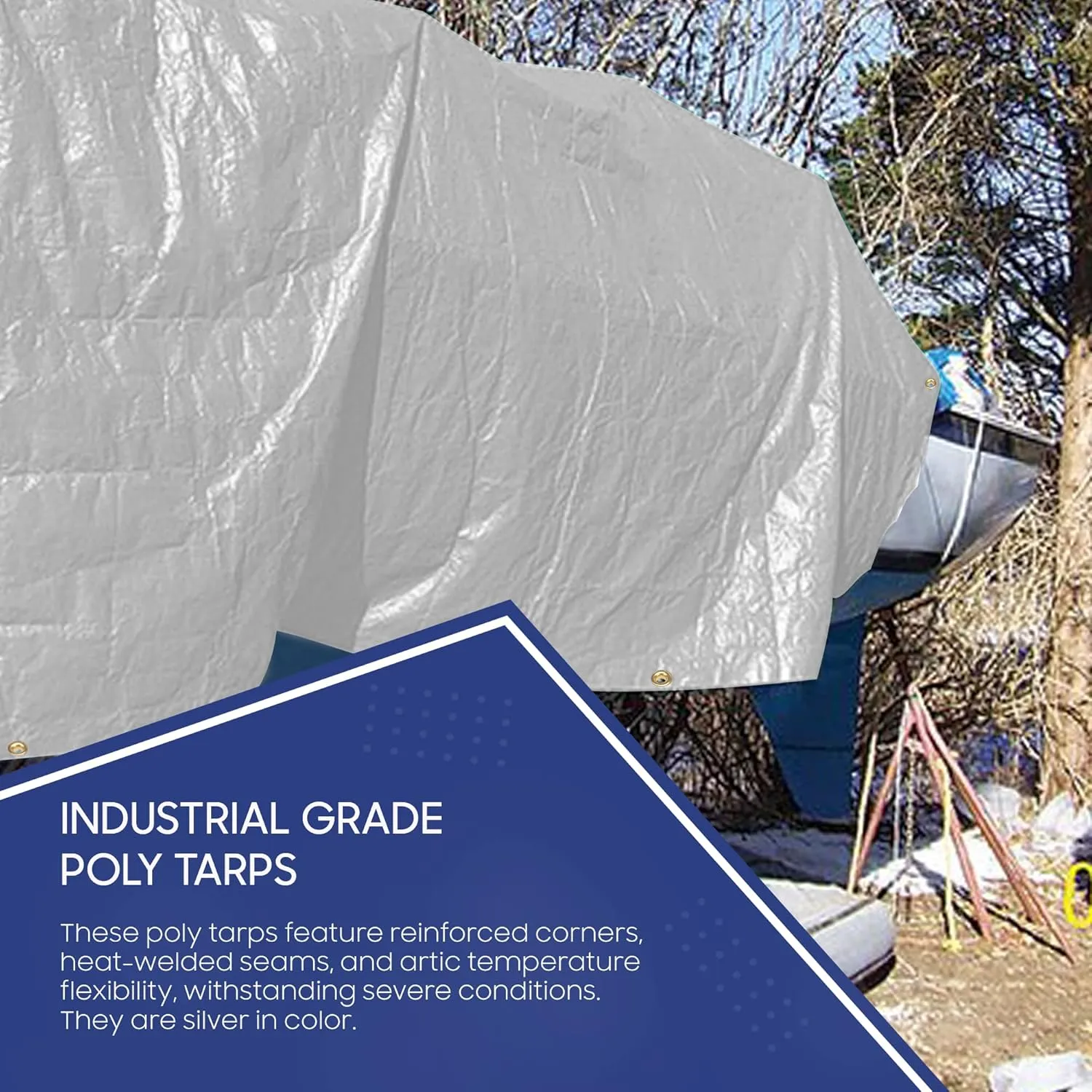 Tarps Now 20x20 Feet Poly Tarp |12 MIL Heavy Duty Waterproof Cover |Rip and Tear Proof Plastic Tarp with Rustproof Aluminum Grommets & Reinforced Edges |Ideal for Roof Repairs, Landscaping-Silver