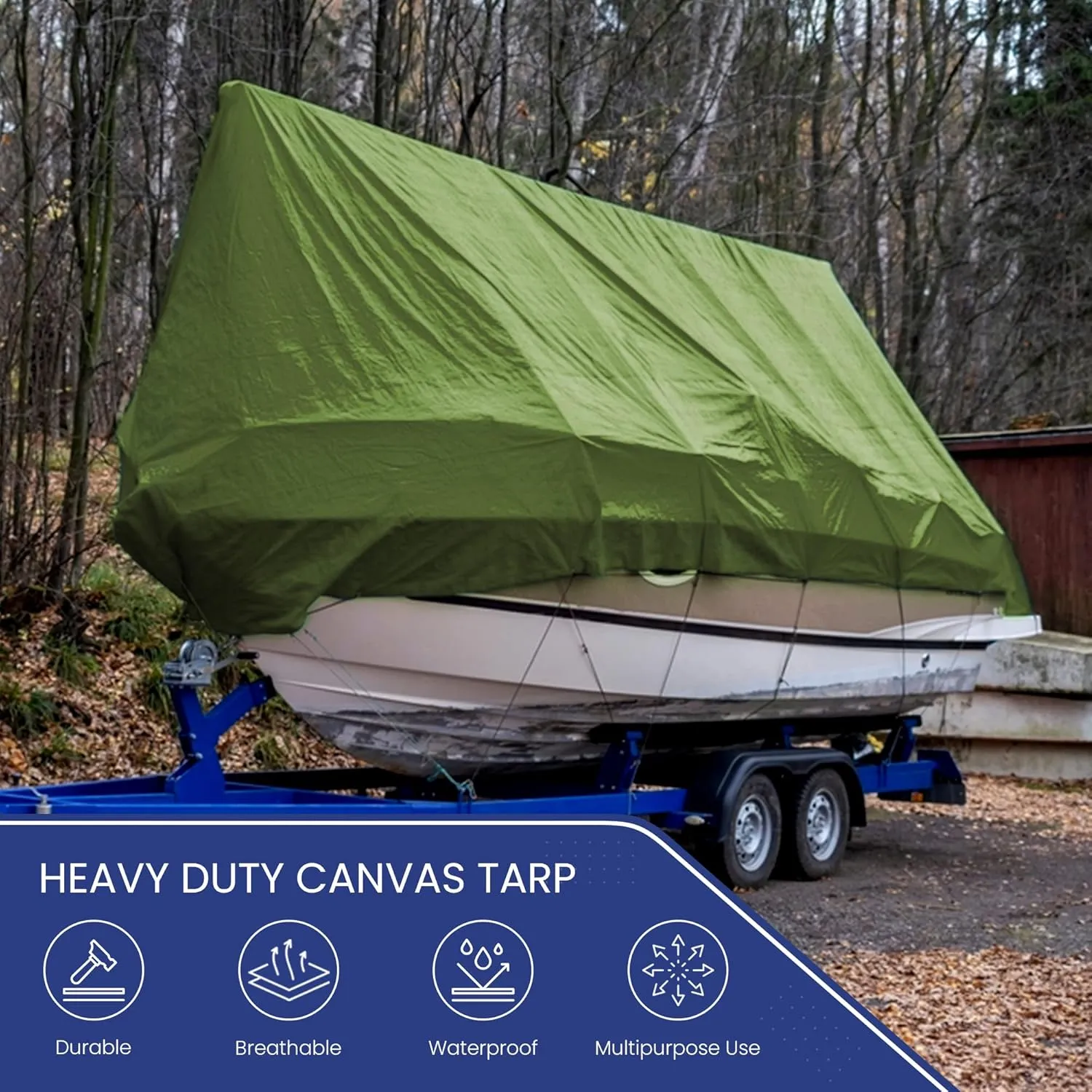 Tarps Now 20x20 ft Waterproof Canvas Tarp| 20 MIL Heavy Duty, Water Resistant, Tear Resistant, Reinforced Edges, Brass Grommets| Ideal for Construction, Trucking, Manufacturing, Camping – Olive Color