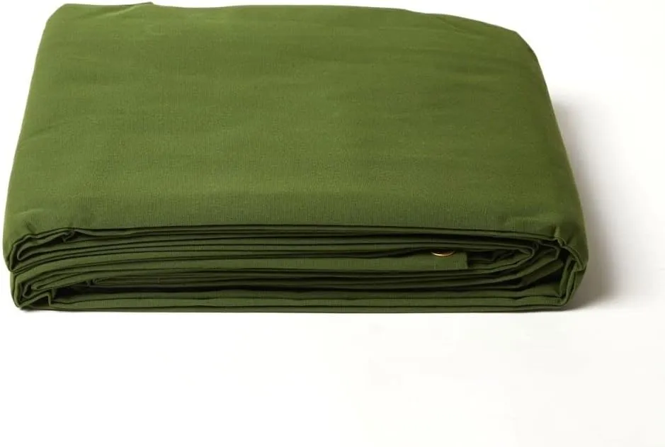 Tarps Now 20x20 ft Waterproof Canvas Tarp| 20 MIL Heavy Duty, Water Resistant, Tear Resistant, Reinforced Edges, Brass Grommets| Ideal for Construction, Trucking, Manufacturing, Camping – Olive Color