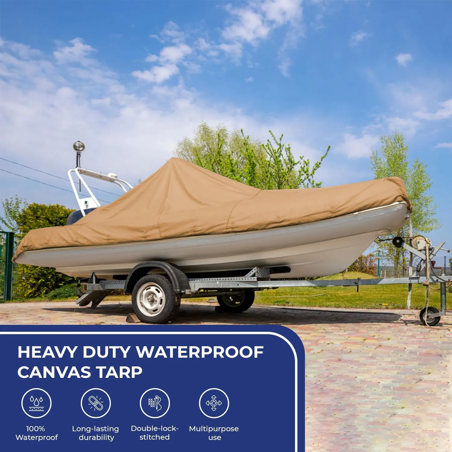 Tarps Now 5x7 Feet Waterproof Canvas Tarp|20 MIL Commercial Grade, Heavy Duty, Tear-Resistant, Rustproof Brass Grommets, Reinforced Edges| Ideal for Construction, Trucking, Manufacturing –Tan Color
