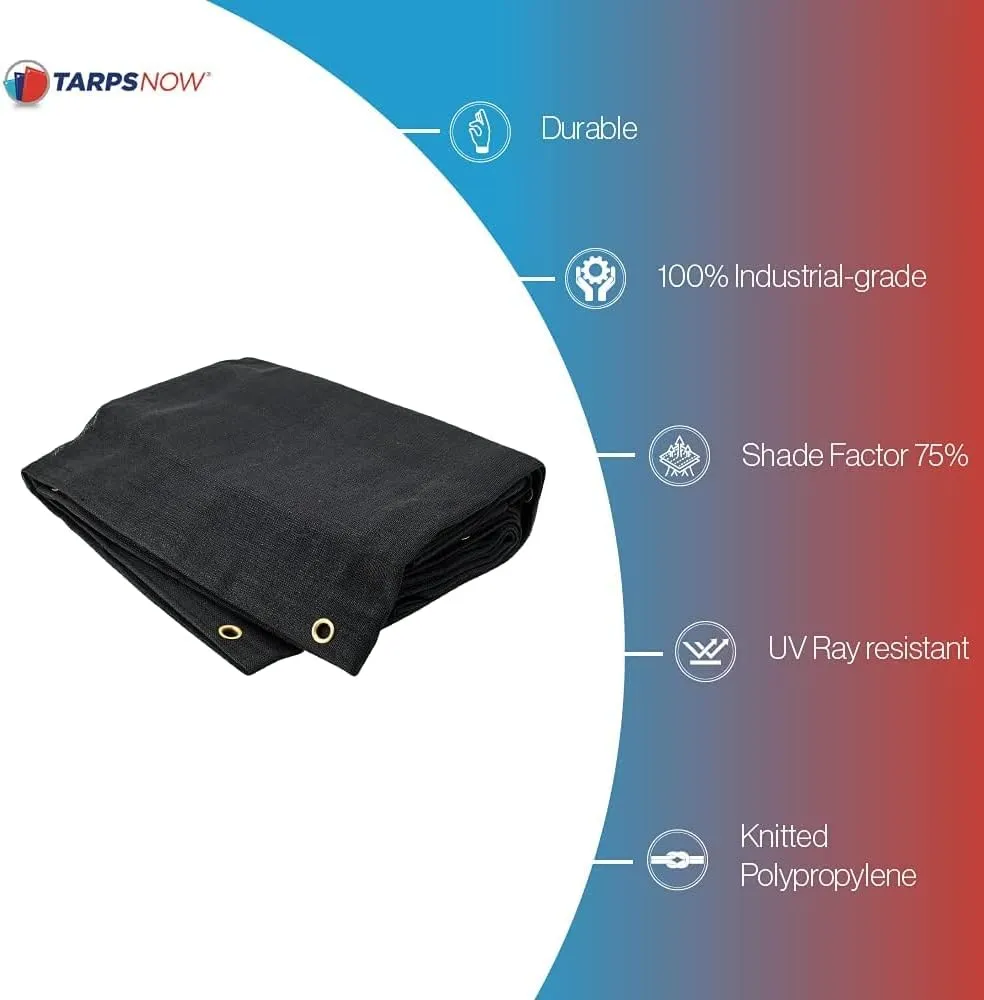 Tarps Now 6x10 ft Heavy Duty Mesh Tarp, 75% Sunblock Shade Cloth with Grommets & Reinforced Edges, Useful for Dump Trucks, Patio Privacy Screen, Wind Block, Canopies, & Pool Cover-Black