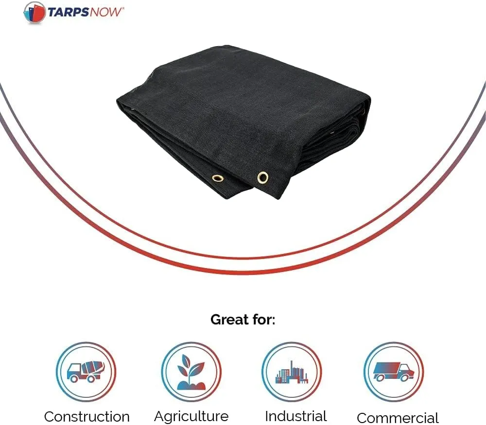 Tarps Now 6x10 ft Heavy Duty Mesh Tarp, 75% Sunblock Shade Cloth with Grommets & Reinforced Edges, Useful for Dump Trucks, Patio Privacy Screen, Wind Block, Canopies, & Pool Cover-Black