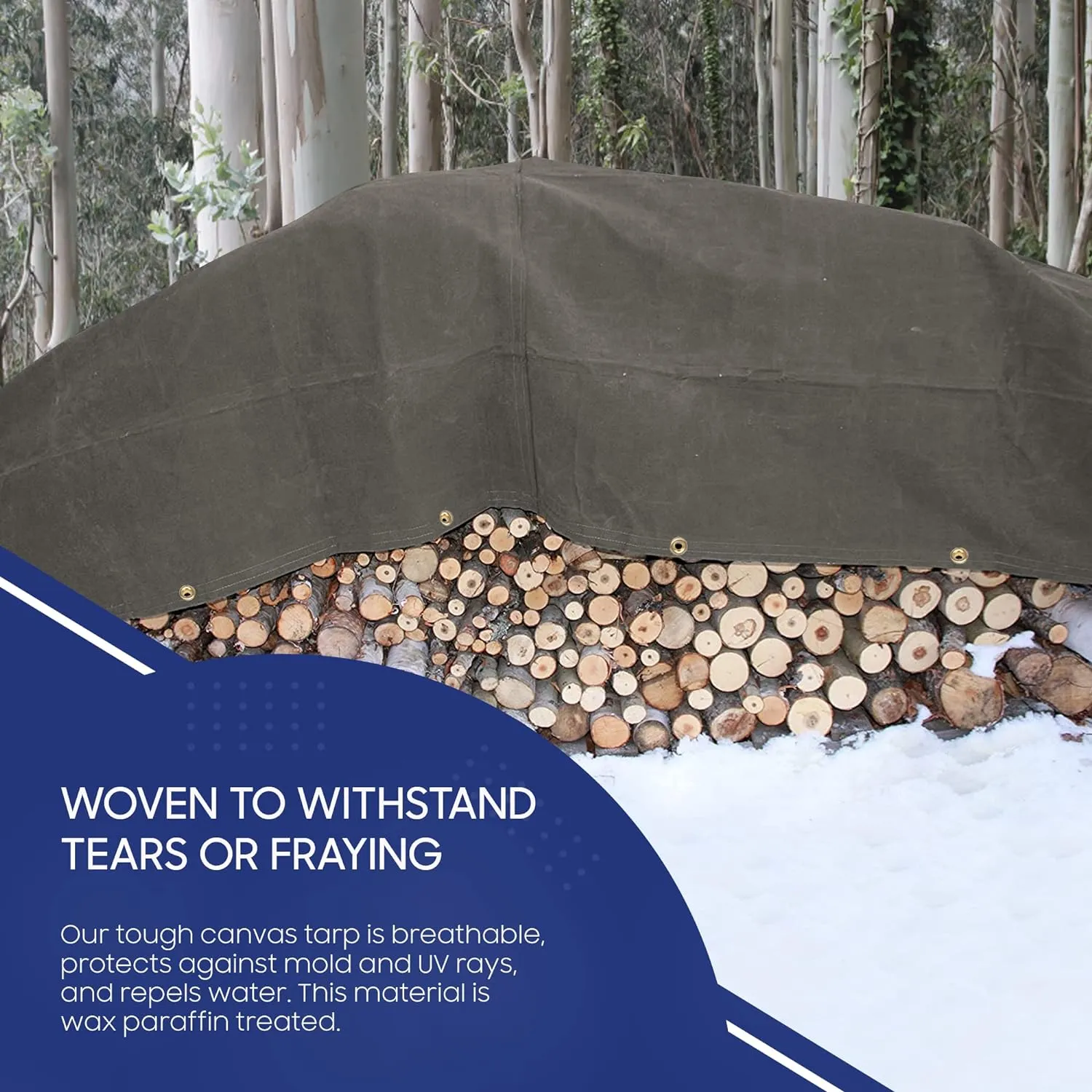 Tarps Now 8x10 ft Fire Retardant Canvas Tarp | 18 MIL Heavy Duty, Flame Retardant, Tear Resistance, Reinforced Edges, Brass Grommets | Ideal for Fire Prevention, Construction, Repairs | Olive Color