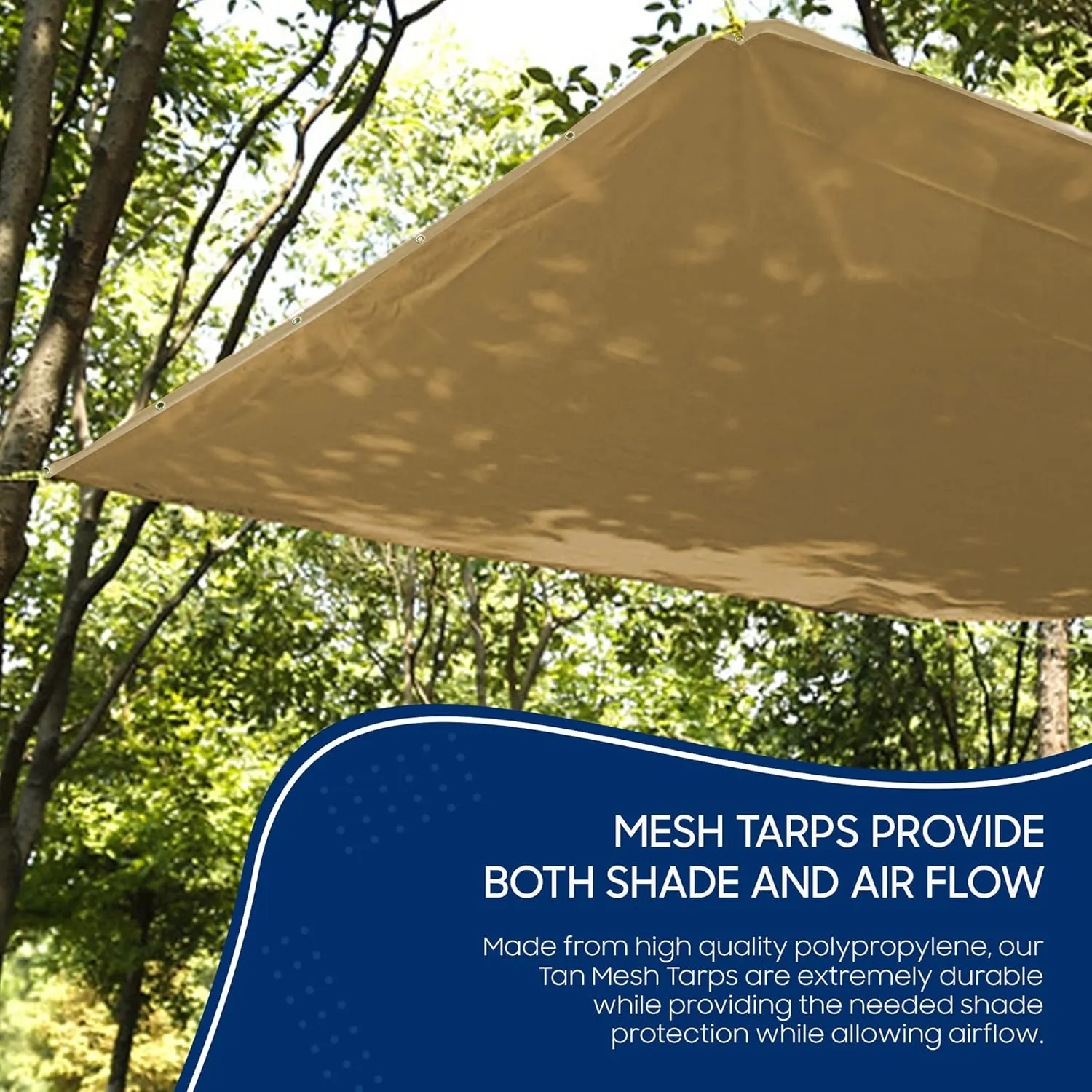 Tarps Now 8x10 ft Heavy Duty Mesh Tarp, 75% Shade Cloth with Brass Grommets & Reinforced Edges, Multipurpose Protective Cover Tarpaulin with Air Flow for Dump Trucks, Tie Downs, & Canopies -Tan