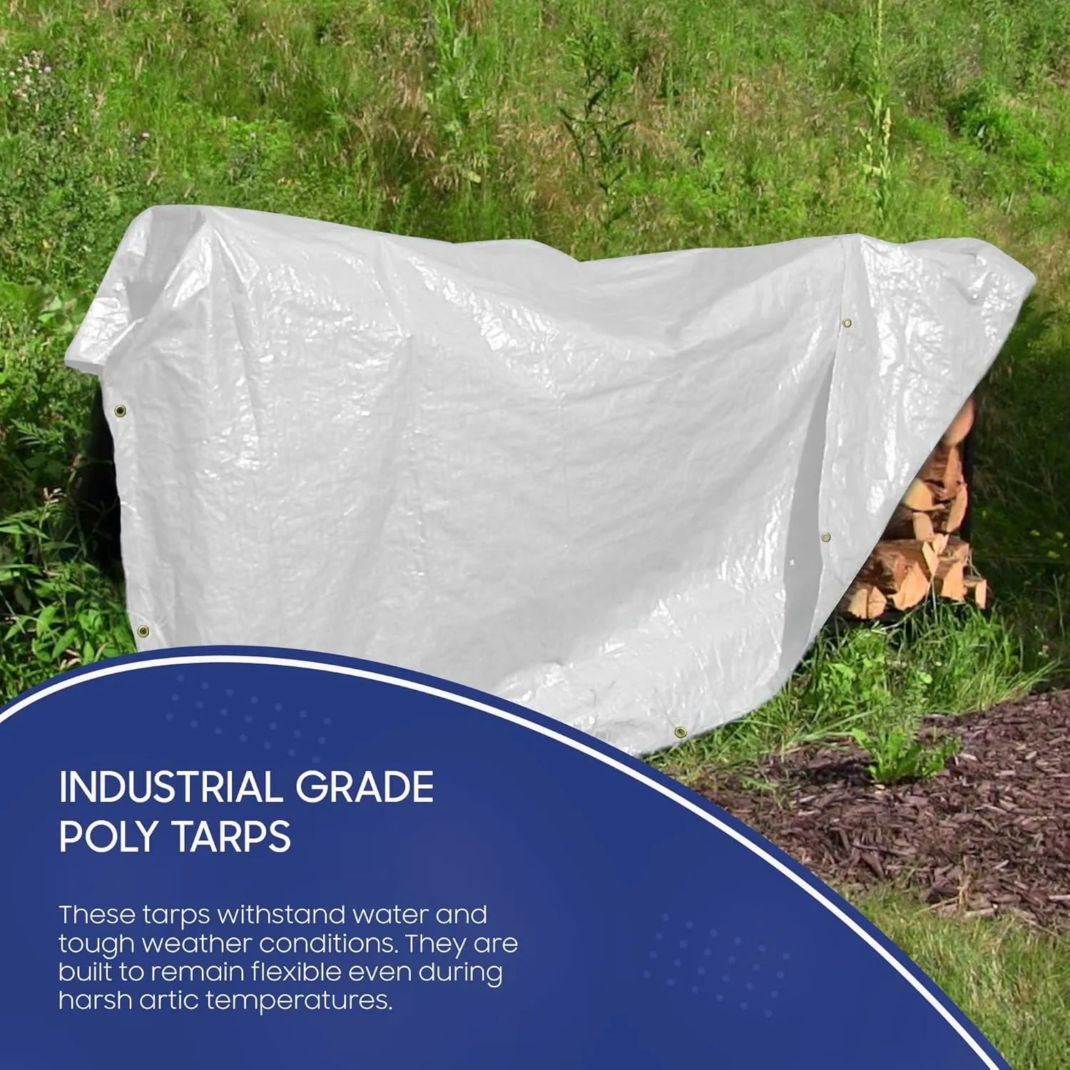 Tarps Now 8x20 Feet Poly Tarp |12 MIL Heavy Duty Waterproof Cover |Rip and Tear Proof Plastic Tarp with Rustproof Aluminum Grommets & Reinforced Edges |Ideal for Roof Repairs, Landscaping-White