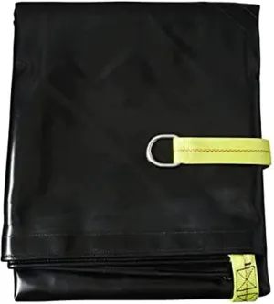 Tarps Now Debris Lifting Tarp, (10' X 10') with 8 Steel D-Rings and Strong Yellow Webbing - Heavy Duty Multi Purpose Tarpaulin Sheet for Lifting Debris, Dirt from Construction Site - Black