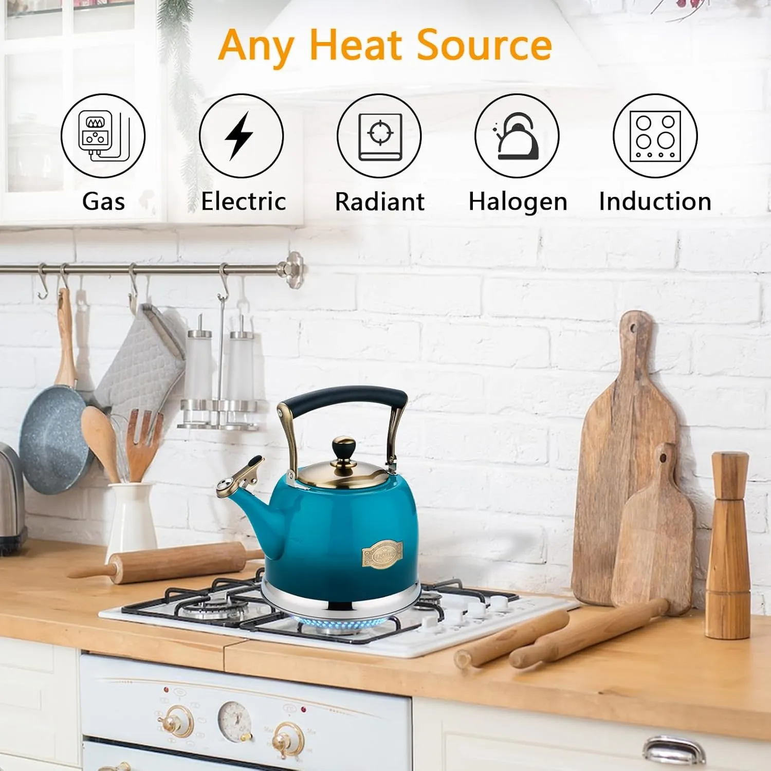 Tea Kettle Stainless Steel Teapot, Stainless Steel Teakettle for Stove Top with Heat Proof Ergonomic Handle 3.0 Quart