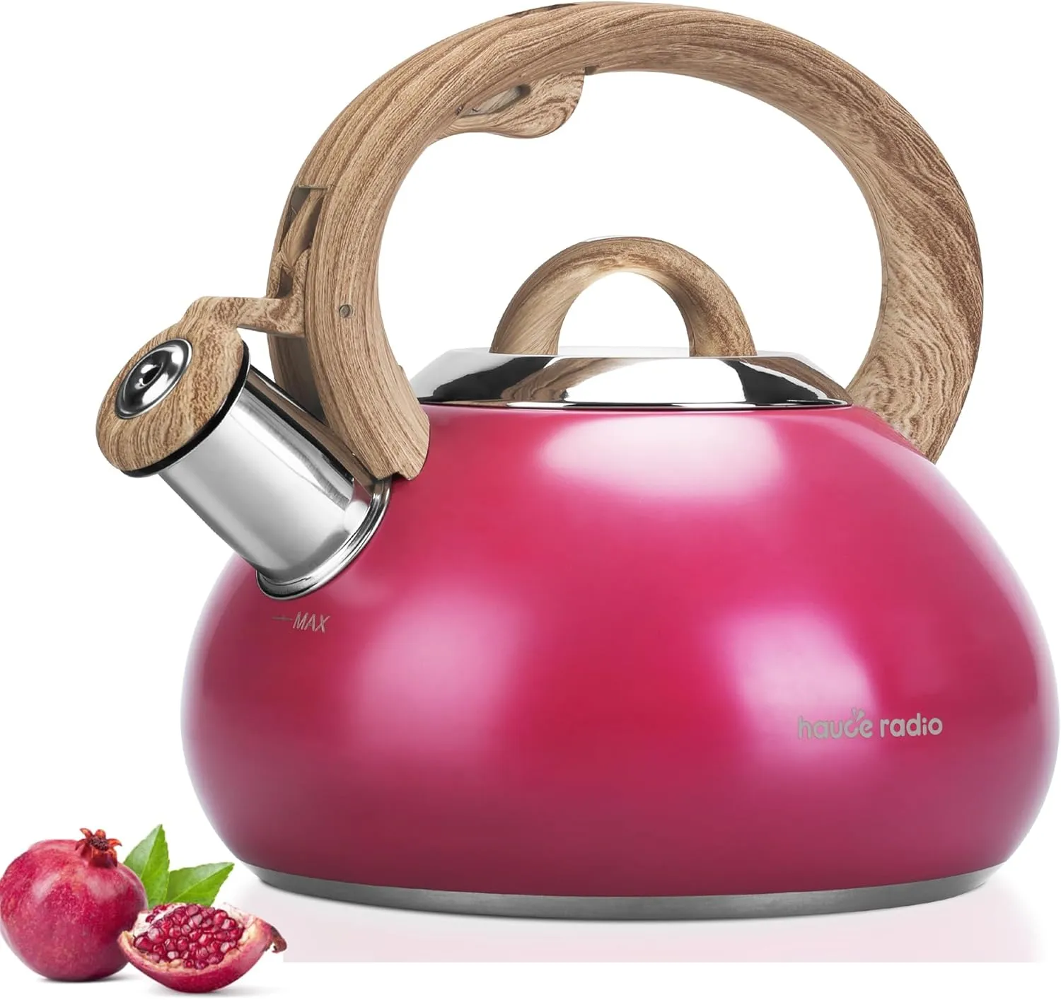 Tea Kettle Stovetop,2.0QT Loud Whistling Kettle for Boiling Water Coffee or Milk, Food Grade Stainless Steel Tea Kettles with Wood Pattern Handle and Anti-Rust,Suitable for All Heat Sources
