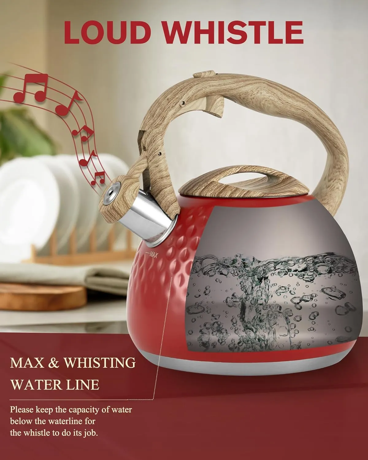 Tea Kettle,2.5 Quart Stovetop Tea Kettles Loud Whistle,Food Grade Stainless Steel Water kettles for Stove Top with Anti-hot Ergonomic Handle,Suitable for All Heat Sources