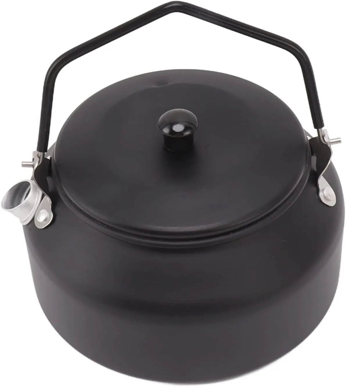 Tea Pot, 0.9L Universal Camping Kettle with Storage Bag for Hiking Picnic Fishing (Matte Black)