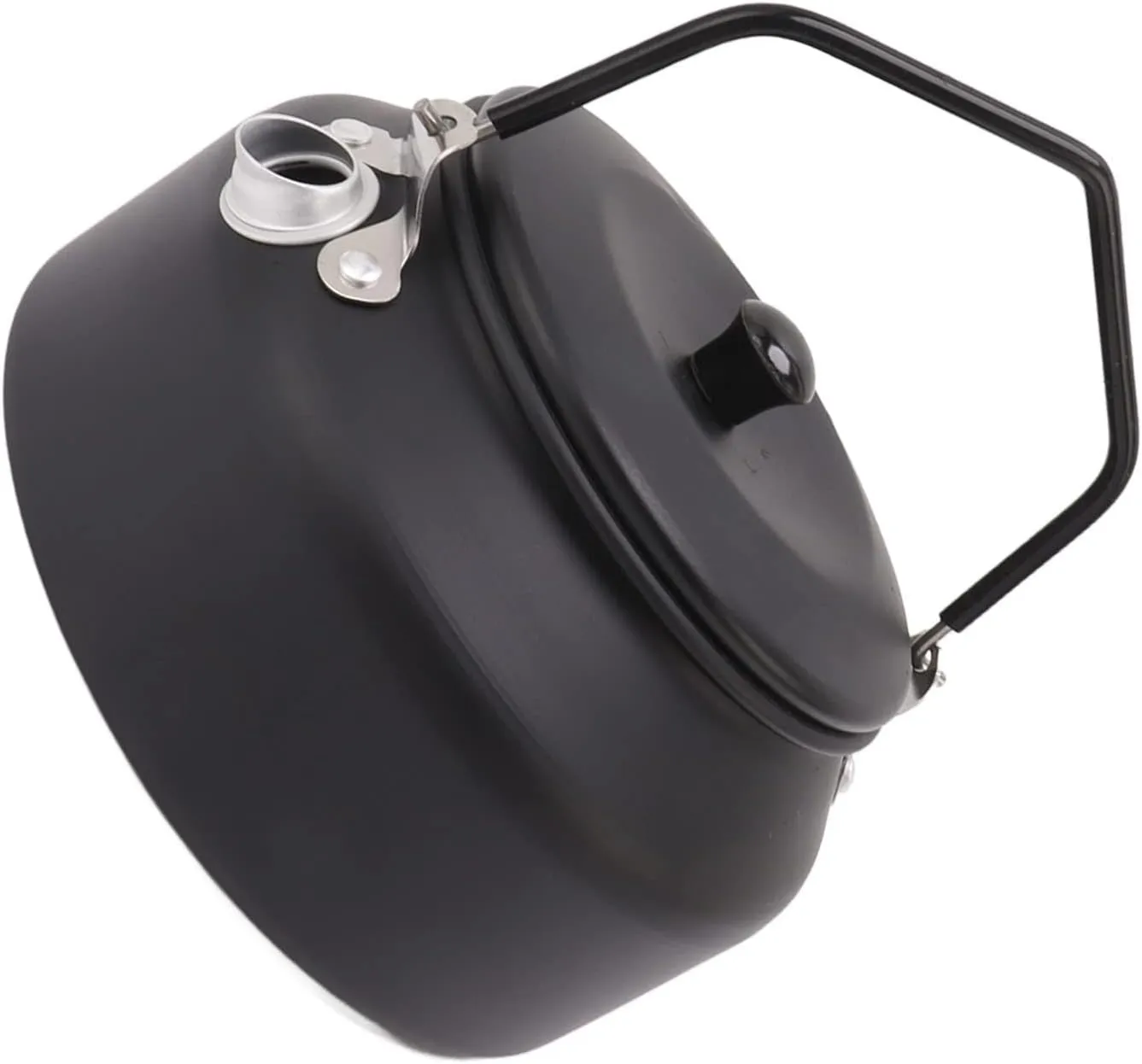 Tea Pot, 0.9L Universal Camping Kettle with Storage Bag for Hiking Picnic Fishing (Matte Black)