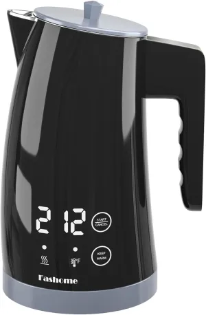 Temperature Control Electric Kettle, 5 Temp Presets, 2H Keep Warm, 1.25L 1200W Fast Boil with LED Display, Cool-Touch Design with Auto Shut-Off, Cordless Design (Gray)