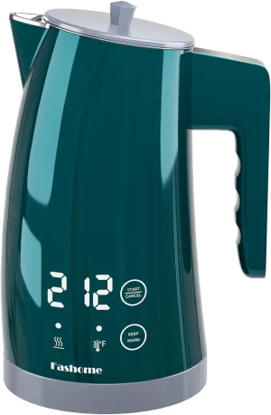 Temperature Control Electric Kettle, 5 Temp Presets, 2H Keep Warm, 1.25L 1200W Fast Boil with LED Display, Cool-Touch Design with Auto Shut-Off, Cordless Design, Ideal for Tea and Coffee（Green）