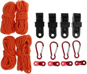 Tent Accessory Set with Reflective Rope, Tarp Clip, Cord Tensioner, and Carabiner for Outdoor Camping
