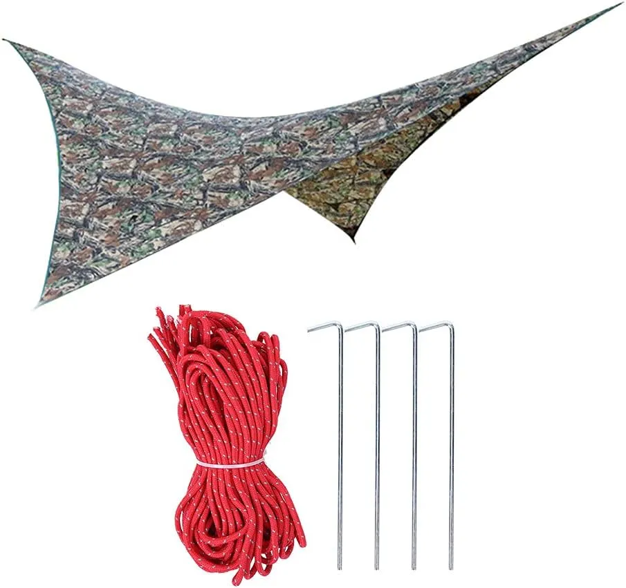 Tent Canopy, Tent Tarp, Foldable Lightweight Outdoor Portable Rainproof Hammock Tent Tarp Shelter Camouflage Sun Shelter for Outdoor Camping Beach Traveling Fishing
