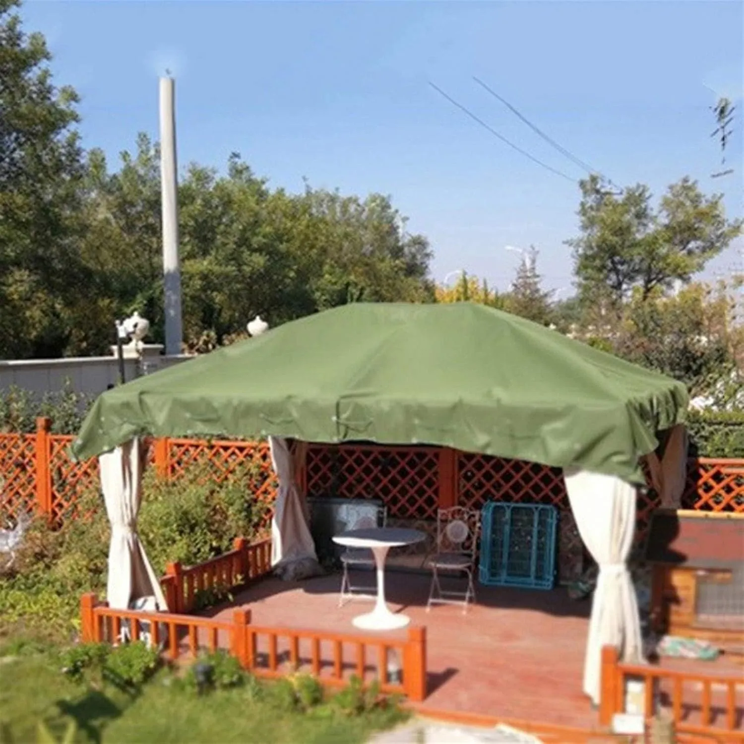 Tent Canvas Shade Cloth Tarpaulin Waterproof Heavy Duty Thicken Tarps Rainproof Cloth with Grommets,4.9X6.5ft/1.5X2m