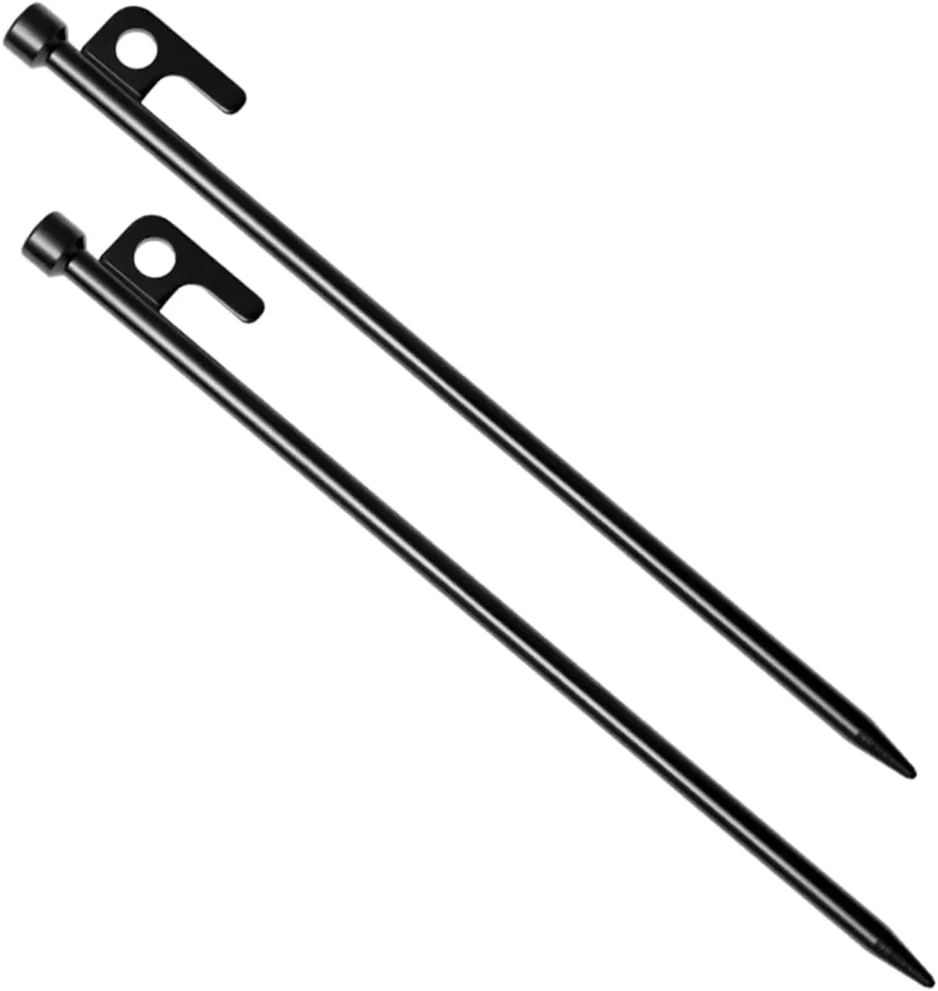 Tent Fixing Ground Stakes 2pcs Metal Tent Pegs Durable for Camping Tarp Stakes Easy Drive