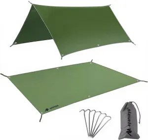 Tent Footprint, KANCOKIT PU 3000 Waterproof Tent Ground Cloth Extra Large Size for 3-8 Person Family Camping Tents Ground Sheet Mat with 6 Tent Stakes for Camping Hiking Picnic Backpacking (13 x 9 FT)