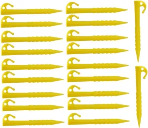 Tent Pegs, Plastic Tent Pegs Heavy Duty Canopy Tarp Stakes Awning Accessories 20PCS Yellow