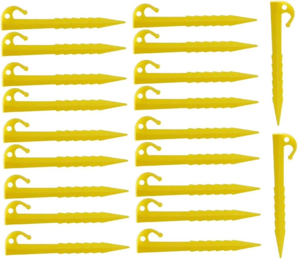 Tent Pegs, Plastic Tent Pegs Heavy Duty Canopy Tarp Stakes Awning Accessories 20PCS Yellow