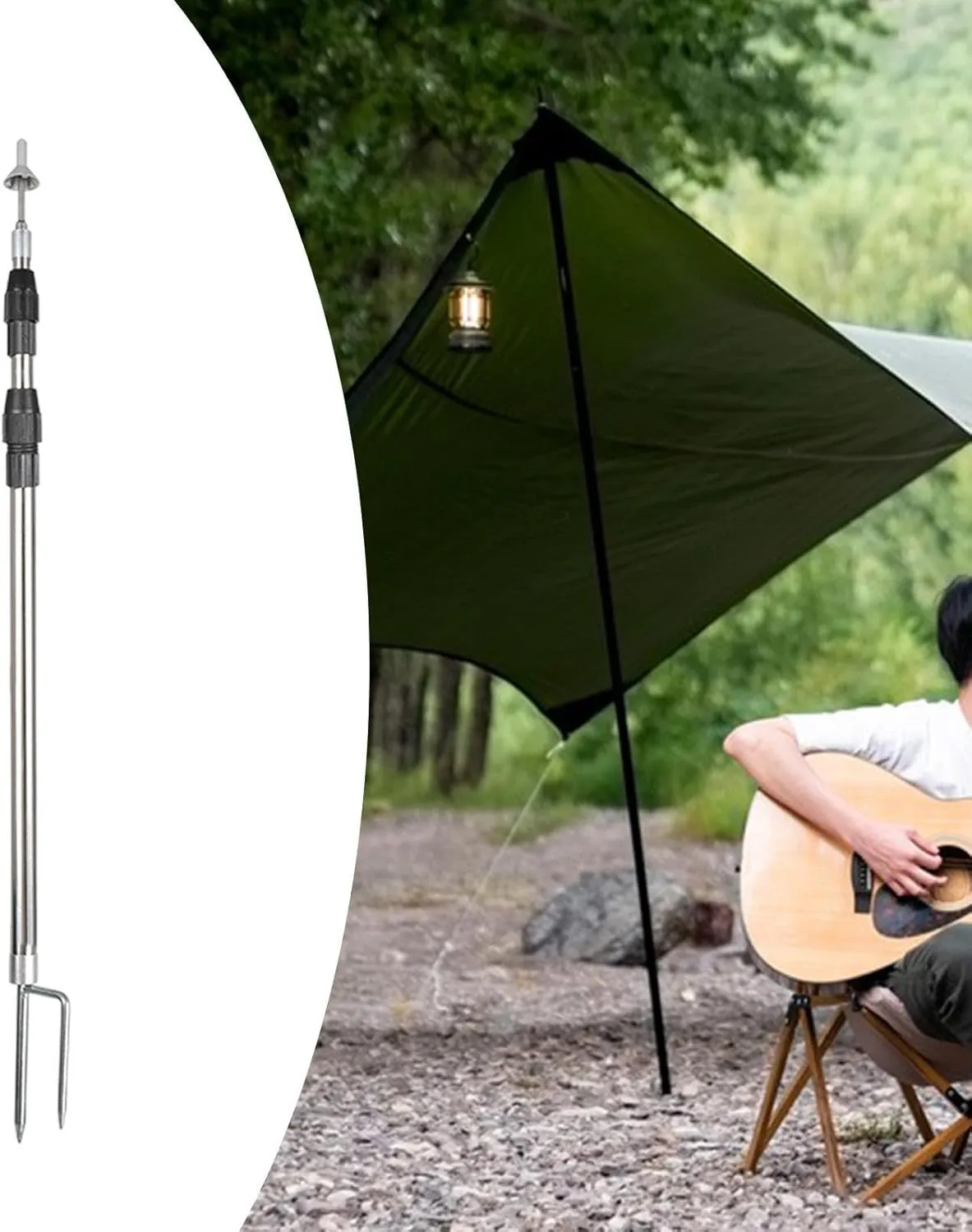 Tent Tarp Poles Replacement Poles Heavy Duty Portable Stainless Steel Tent Pole Canopy Poles for Sports Backpacking Awning