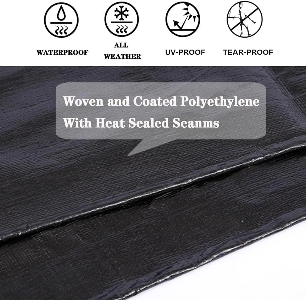 TEZONG Black Tarp 8x10ft, Heavy Duty Waterproof, 12Mil Polyethylene, Outdoor Tarp Cover for Emergency Rain, Patio, Wood, Roof, Camping, Car, Pool