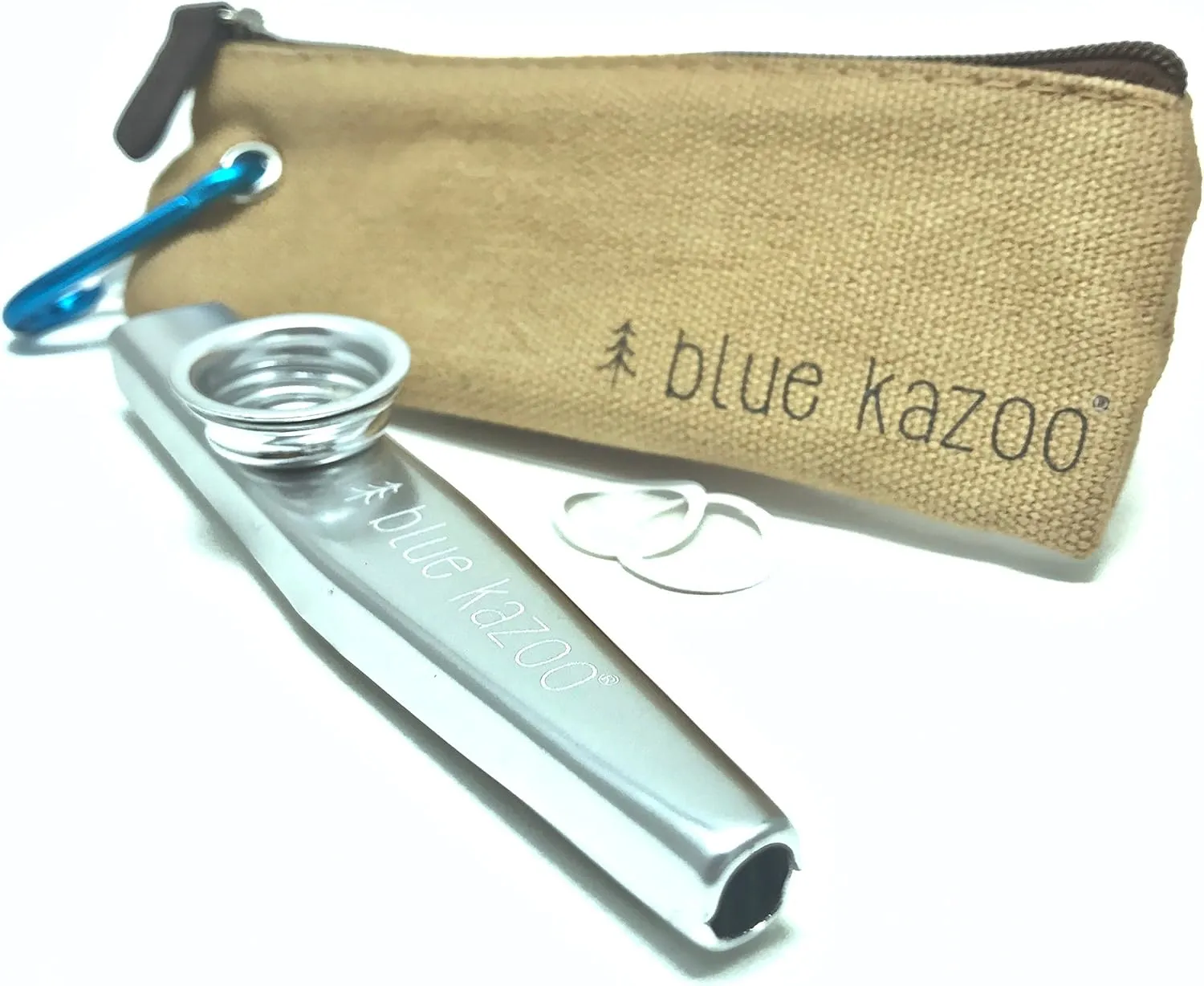 The Original Blue Kazoo - Aluminum Musical Instrument - Ultralight Backpacking Kazoo - Includes Canvas Bag & Carabiner - Easy to Carry - Kazoos For Kids & Adults