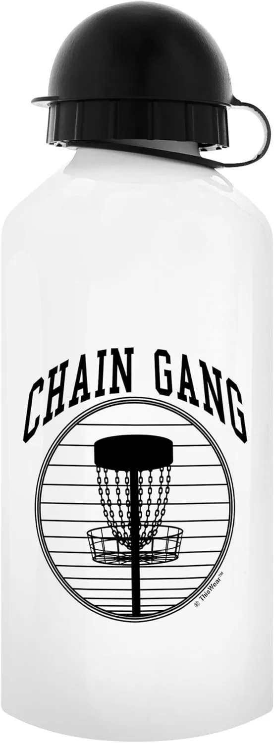 ThisWear Disc Golf Gifts For Men Disc Golf Chain Gang 18oz Aluminum Water Bottle with Carabiner Clip & Sport Top
