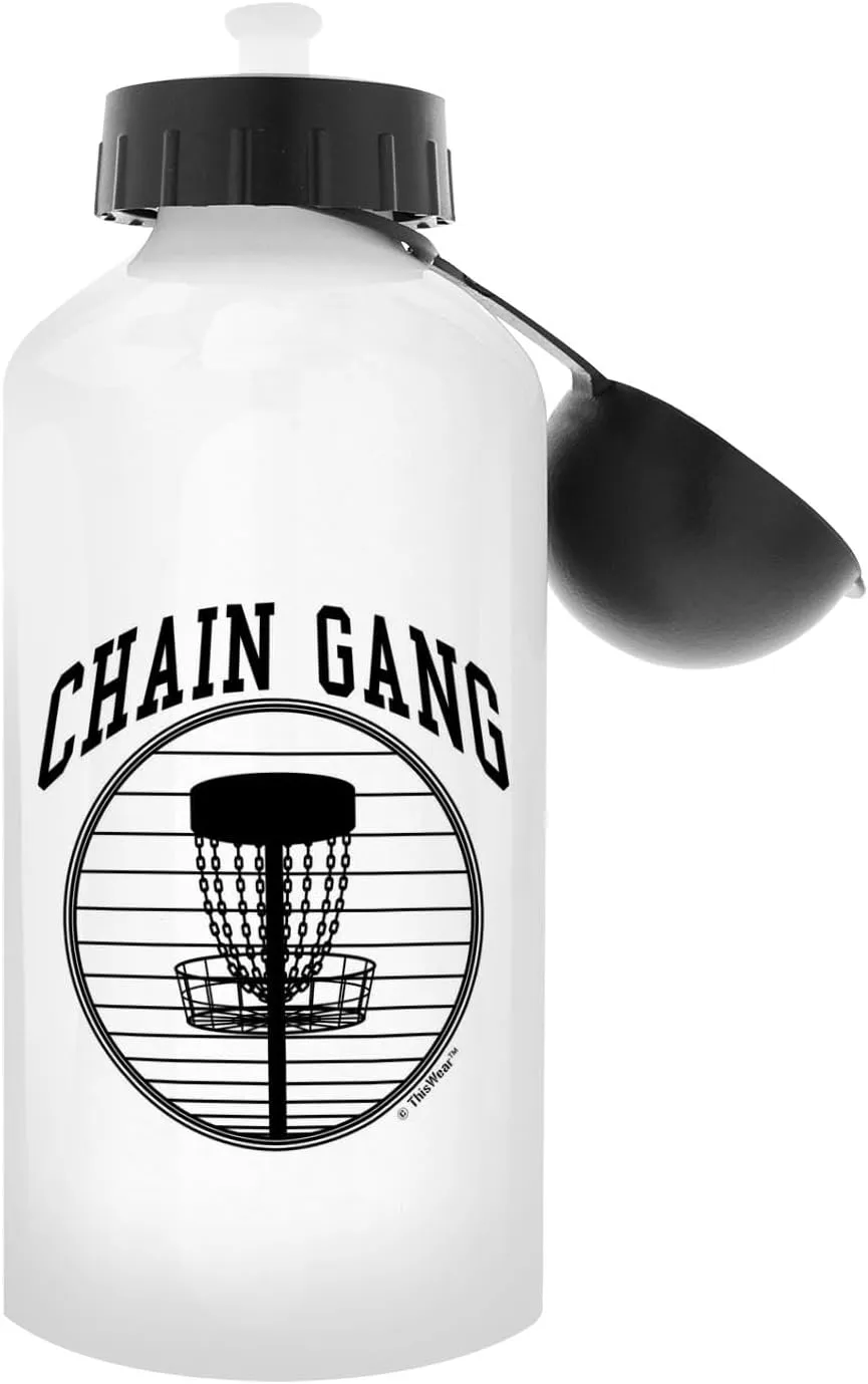 ThisWear Disc Golf Gifts For Men Disc Golf Chain Gang 18oz Aluminum Water Bottle with Carabiner Clip & Sport Top