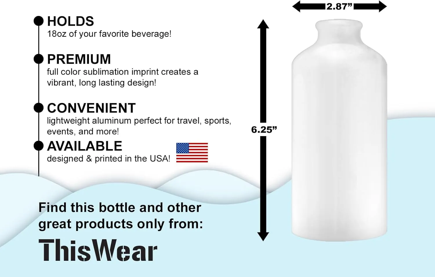 ThisWear Disc Golf Gifts For Men Disc Golf Chain Gang 18oz Aluminum Water Bottle with Carabiner Clip & Sport Top