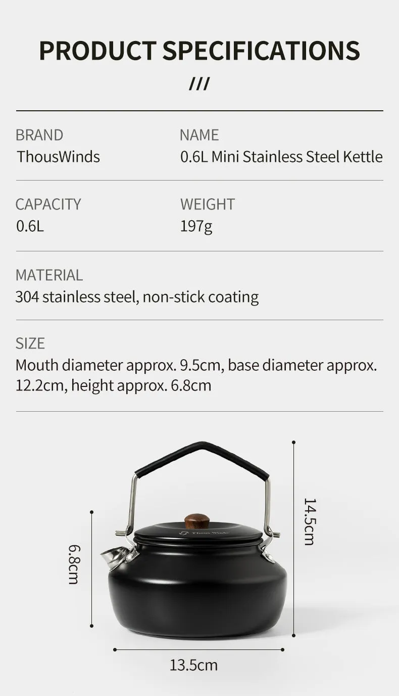 Thous Winds 0.6 Mini Stainless Steel Kettle - Vintage Silver
