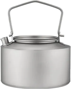 Ti Kettle 980ml Folding Handle Filter Camping Teapot Coffee Pot, Portable Coffee Boil Water Pot for Outdoor Camping Hiking Travel Backpacking(Frosted style)