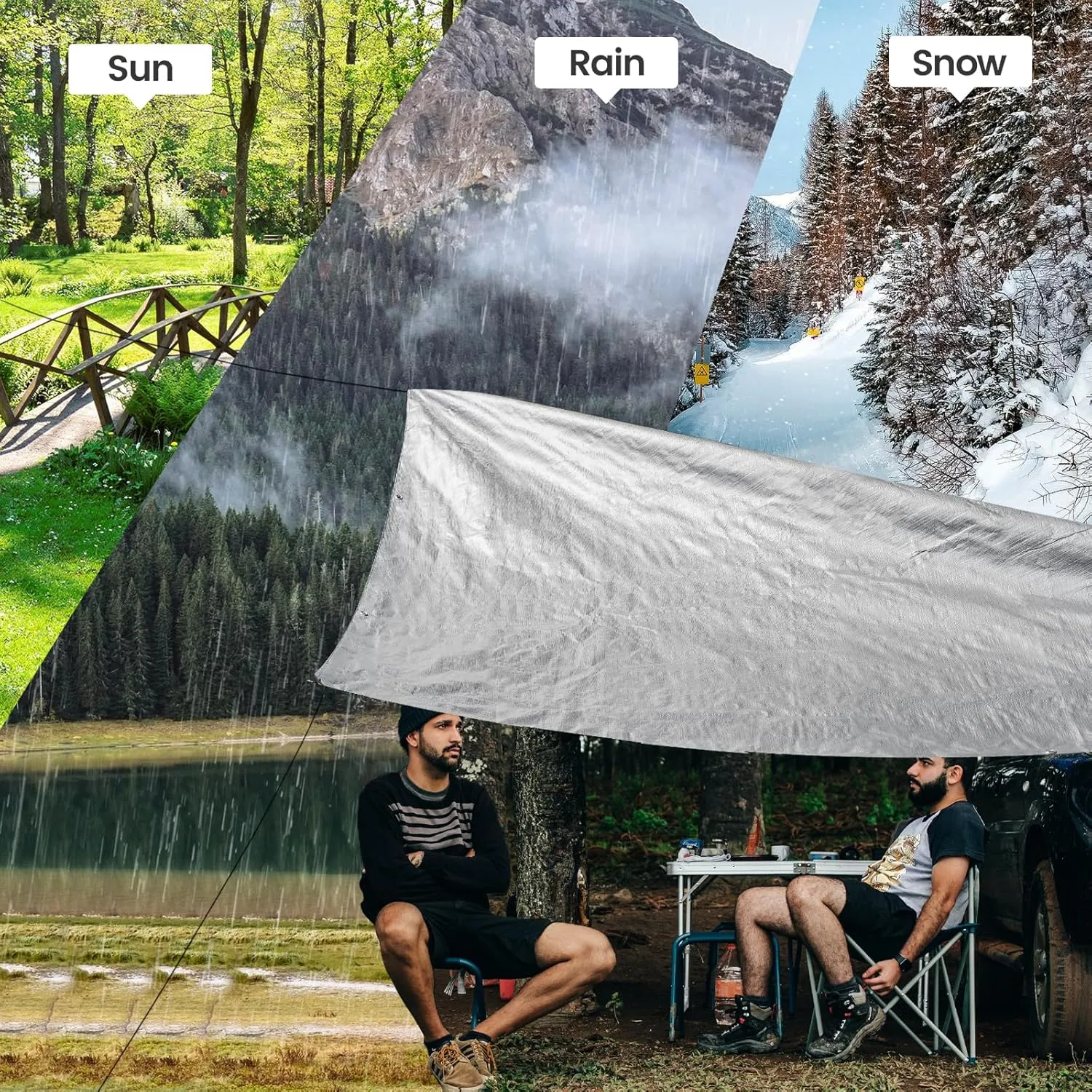 TICONN Heavy Duty Tarp Cover, Extra Thick Tarps Waterproof Tear and Rip Proof UV Resistant Tarpaulin with Reinforced Grommets and Edges (10 Mil, 16'x20')