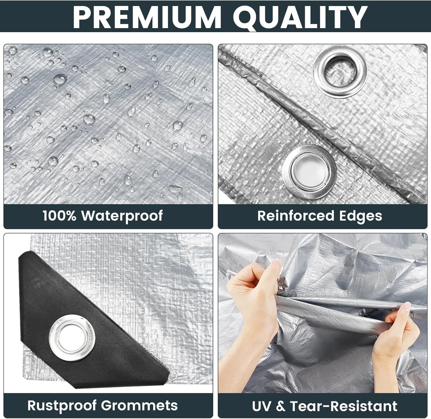 TICONN Heavy Duty Tarp Cover, Extra Thick Tarps Waterproof Tear and Rip Proof UV Resistant Tarpaulin with Reinforced Grommets and Edges (10 Mil, 16'x20')