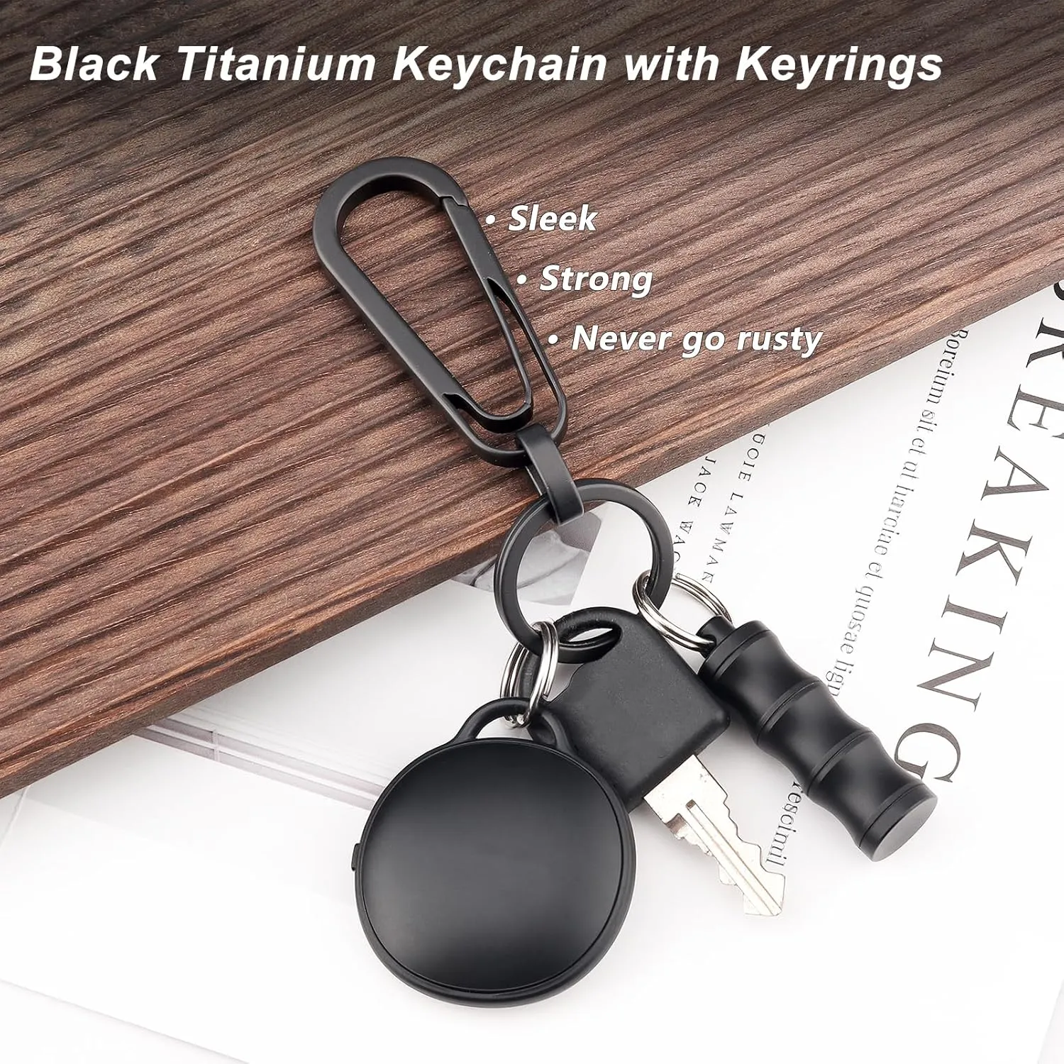 Titanium Carabiner Keychain Clip with Key Ring, 2 Inch Small Heavy Duty Key Clip, Belt Clip for Keys