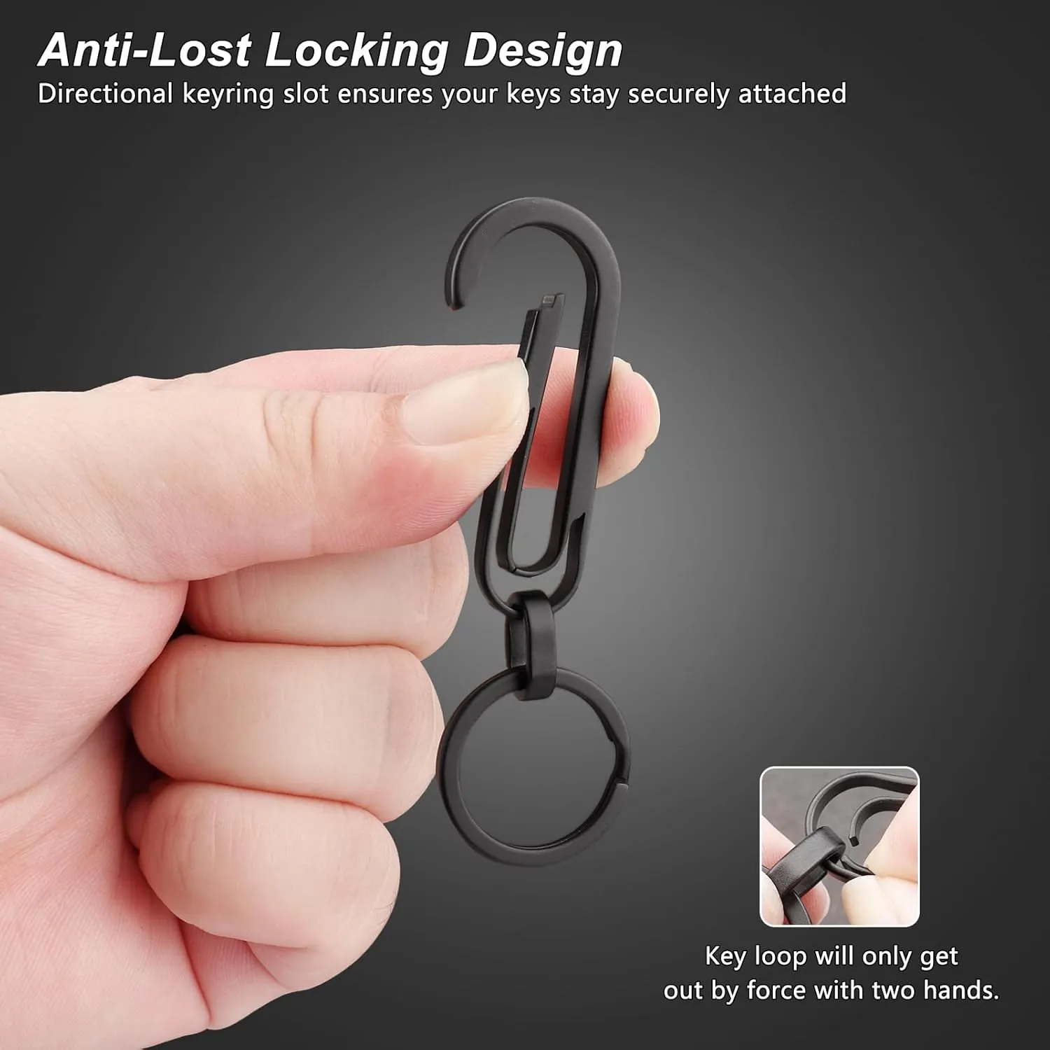Titanium Carabiner Keychain Clip with Key Ring, 2 Inch Small Heavy Duty Key Clip, Belt Clip for Keys